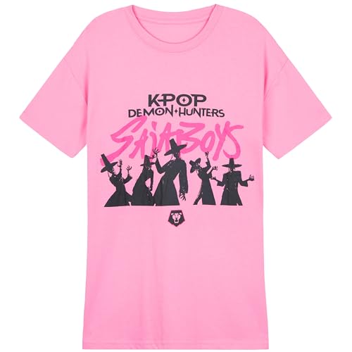 T-shirt K-Pop Demon Hunters Saja Boys col rond rose fille