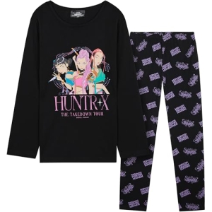 Pyjama K-Pop Demon Hunters HUNTR/X fille noir motif all-over