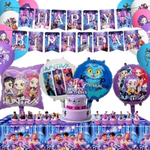 Kit anniversaire K-Pop Demon Hunters 47 pièces avec banderole et toppers