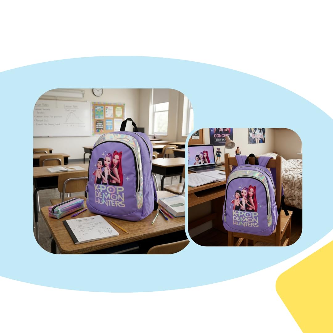 Sac à dos enfant K-Pop Demon Hunters violet maternelle et CP – Image 3