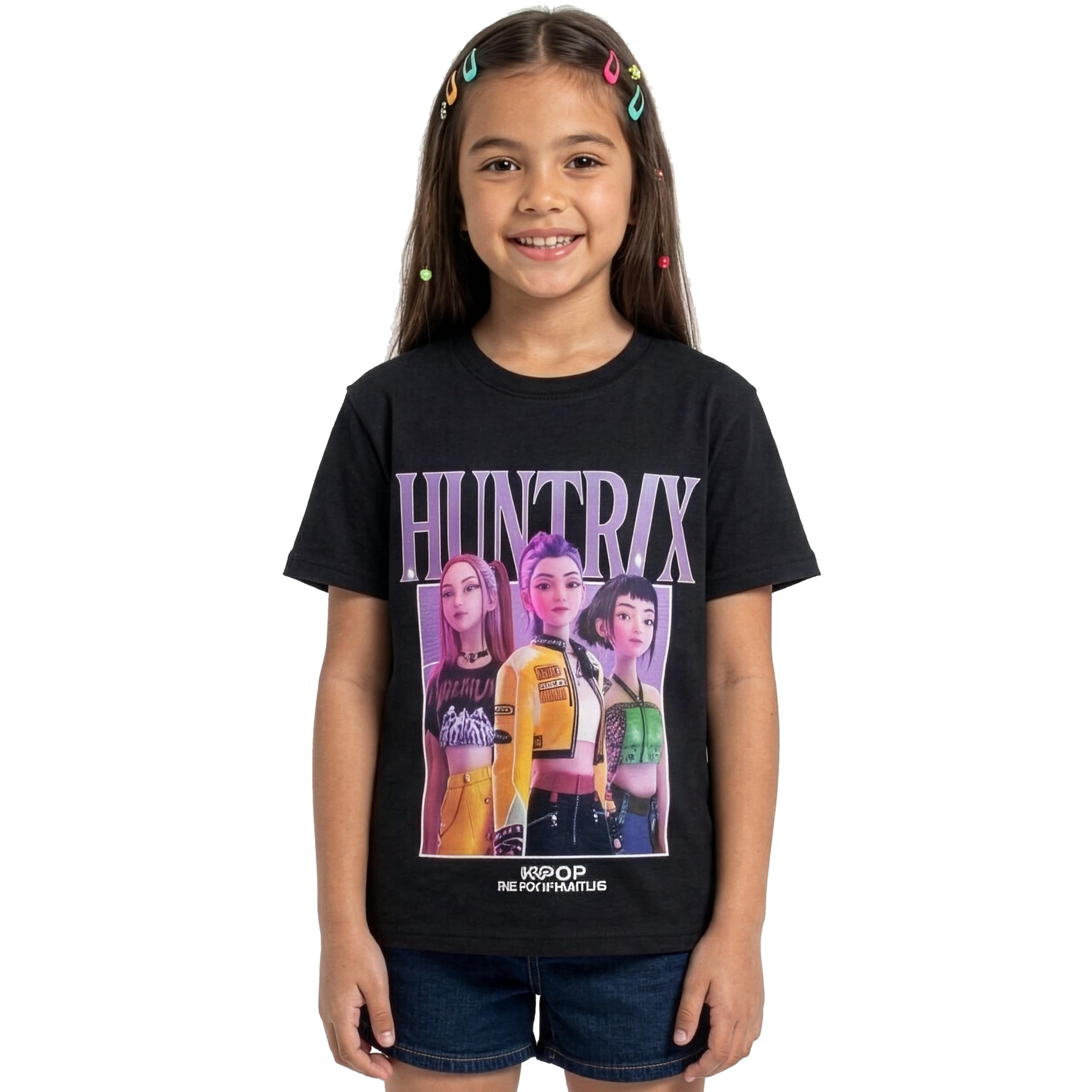 T-shirt fille K-Pop Demon Hunters Huntrix manches courtes noir – Image 2