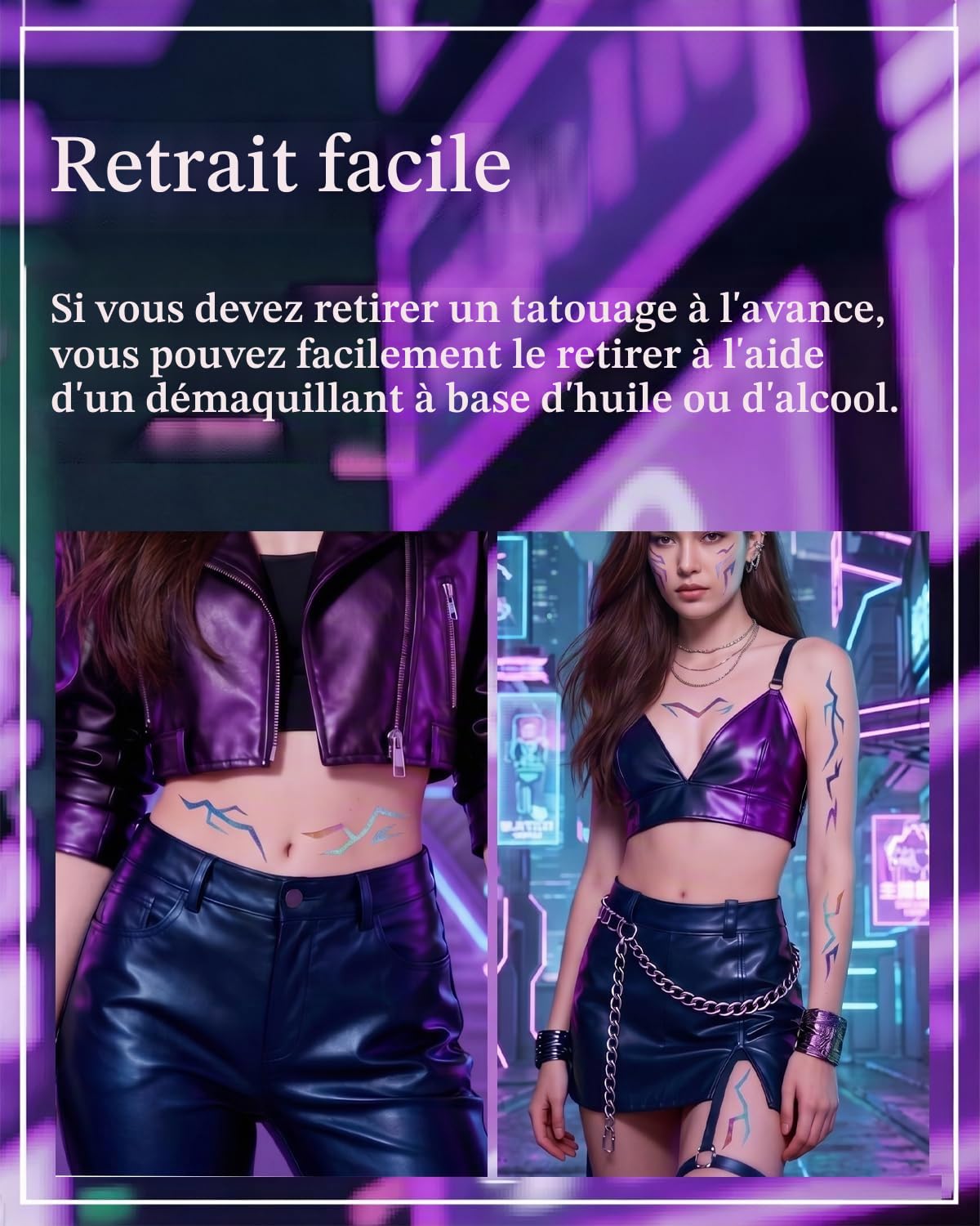Tatouages temporaires K-Pop Demon Hunters violets motifs démon - 2 feuilles – Image 6