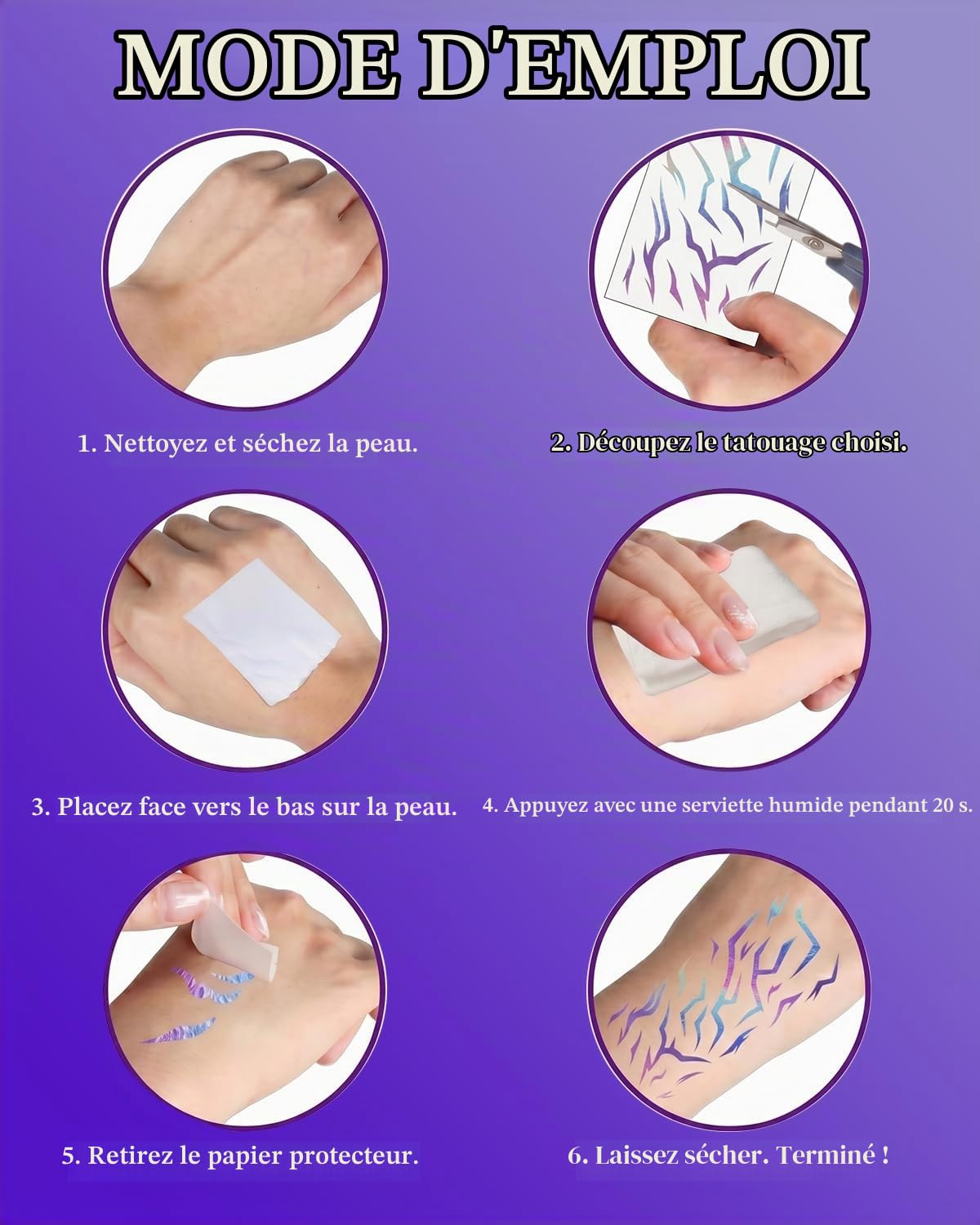 Tatouages temporaires K-Pop Demon Hunters violets motifs démon - 2 feuilles – Image 4