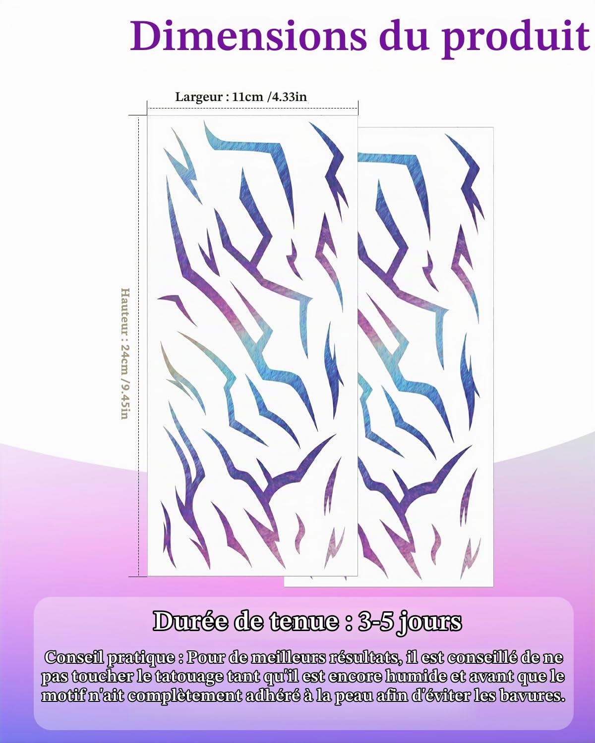 Tatouages temporaires K-Pop Demon Hunters violets motifs démon - 2 feuilles – Image 2