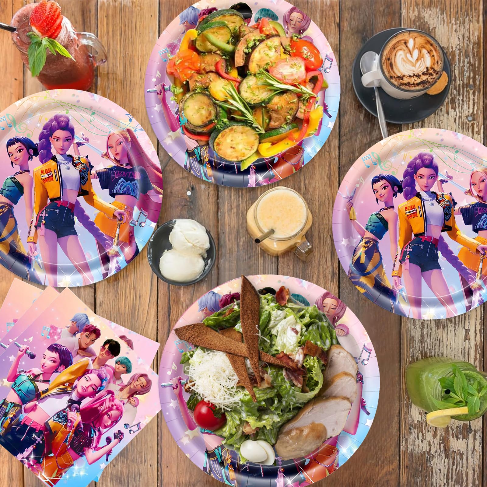 Kit vaisselle anniversaire K-Pop Demon Hunters pour 10 invités – Image 3