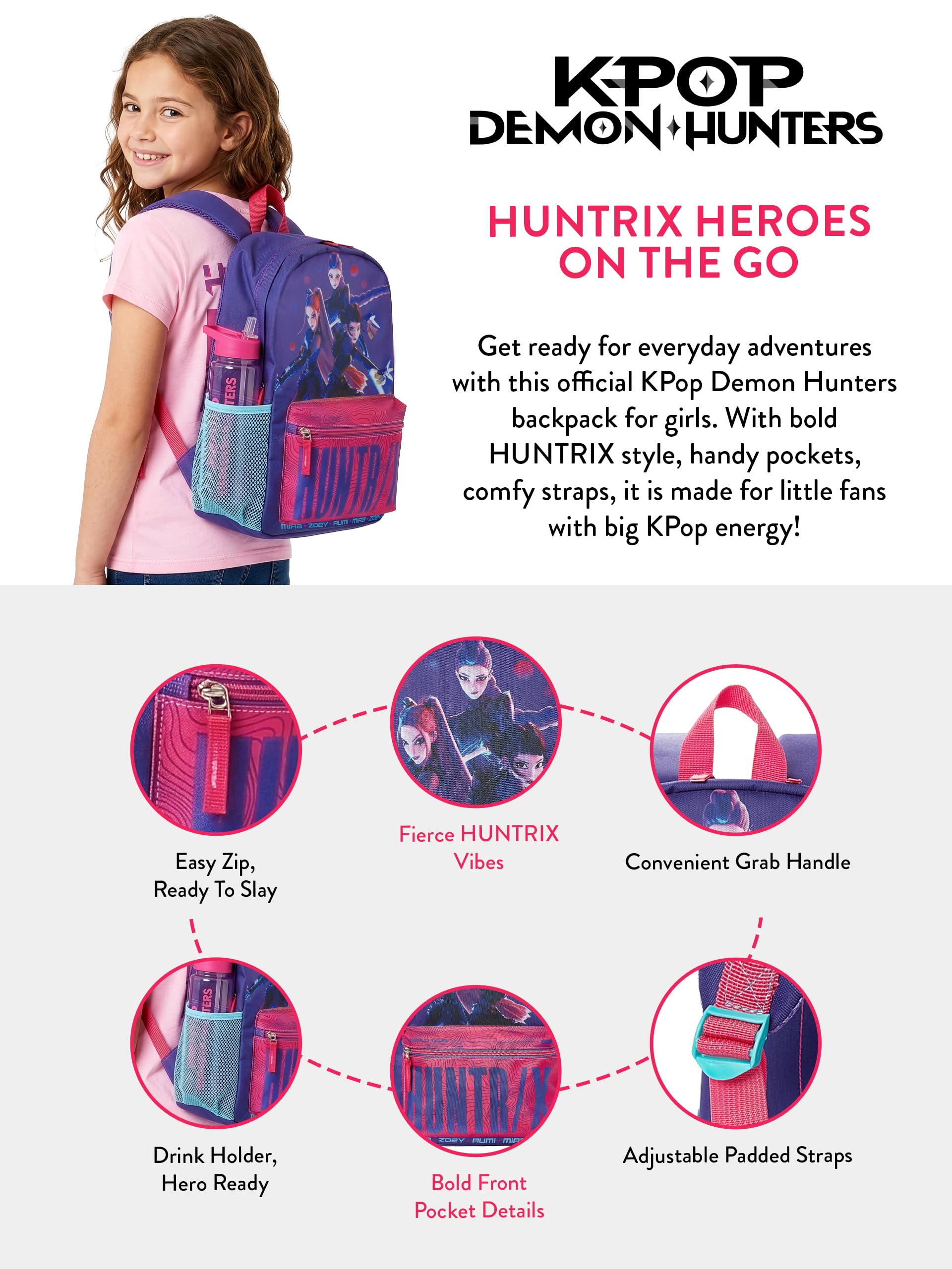 Sac à dos enfant K-Pop Demon Hunters Huntrix violet taille unique – Image 6