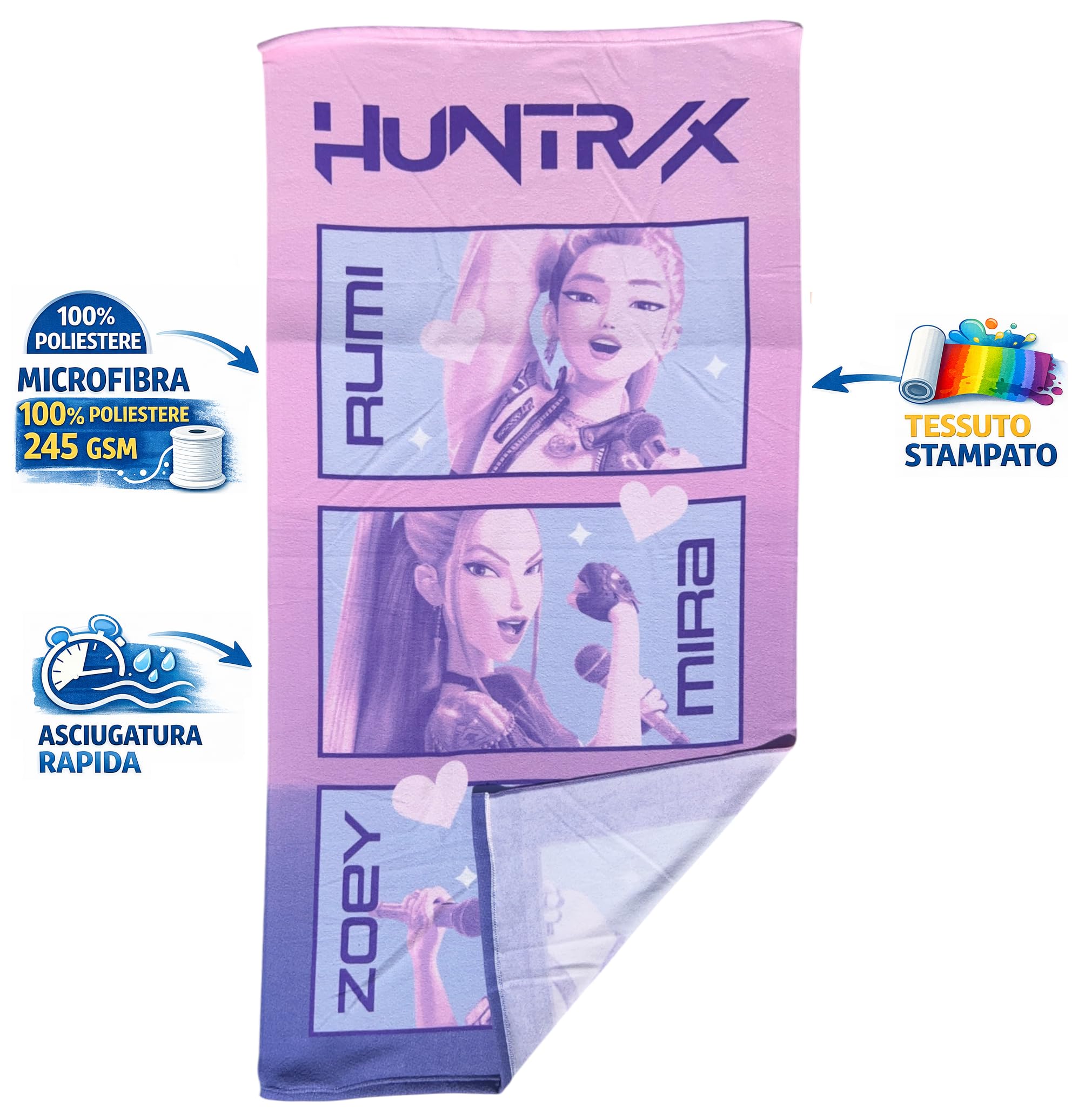 Serviette de plage Huntrix K-Pop Demon Hunters microfibre 70 x 140 cm – Image 3