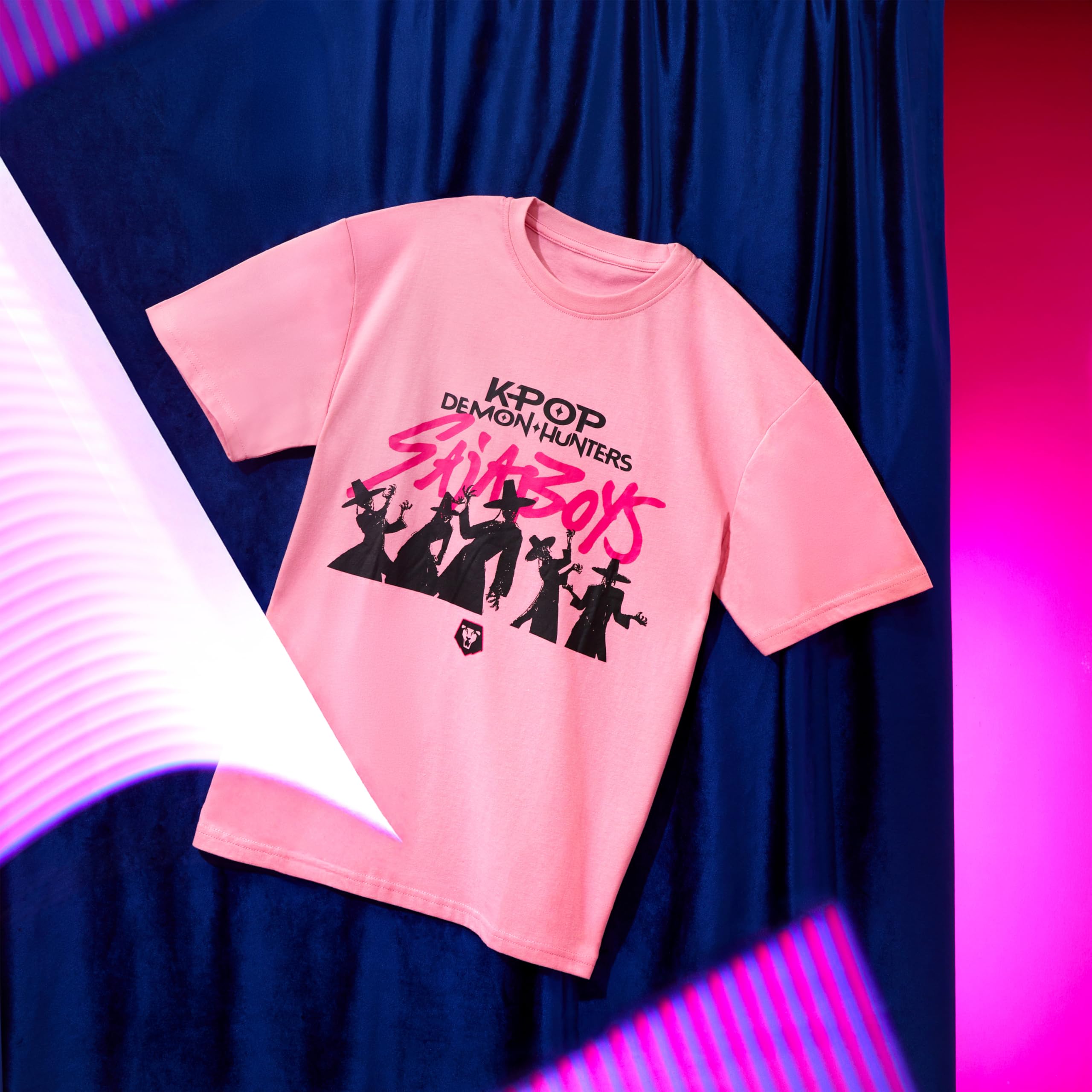T-shirt K-Pop Demon Hunters Saja Boys col rond rose fille – Image 5