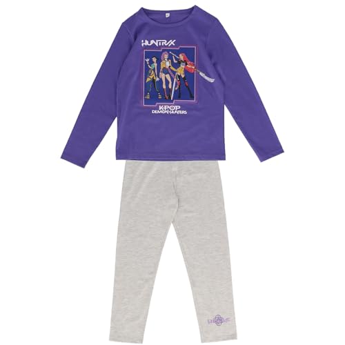 Pyjama KPop Demon Hunters Huntrix Sahinler 100 % coton, haut violet et pantalon gris, 12 ans